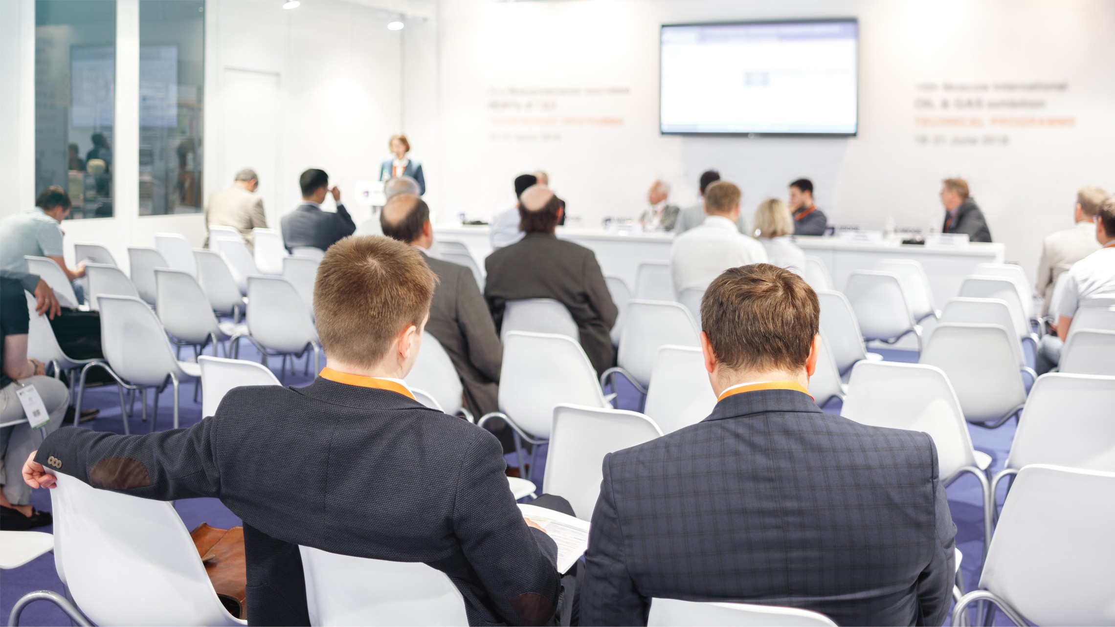 Businessman and people Listening on The Conference. Horizontal Image